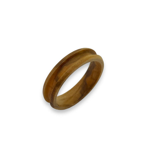 6 mm channel Olive wood  ring - ringsupplies.com