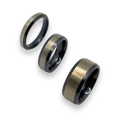 Black titanium ring with brushed top 4, 6, 9 mm - ringsupplies.com