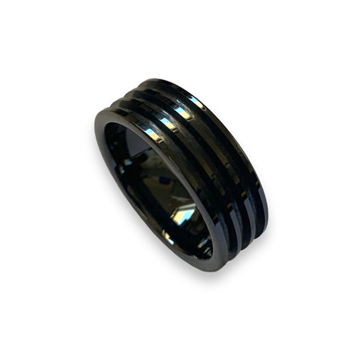 Black ceramic Three channel ring core - ringsupplies.com