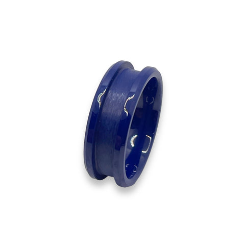 Blue ceramic channel ring core - ringsupplies.com