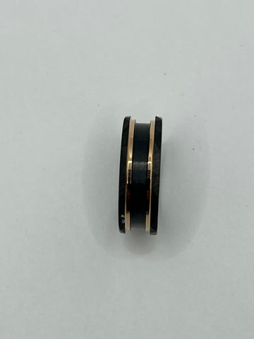 Rose Gold channel Black hammered tungsten ring core