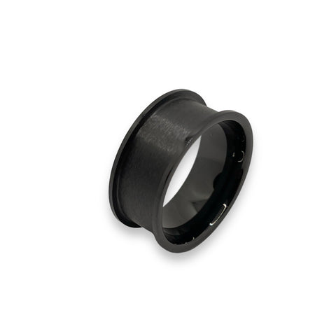 Black ceramic wide channel ring core 10 mm total width - ringsupplies.com