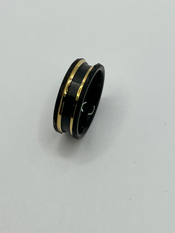 Gold channel Black hammered tungsten ring core