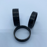 Black plated Tungsten with offset accent line,  outside ring shell for inlay inside ring cores