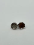 Cup inlay earring studs solid sterling silver with rhodium plating, 8mm, 10mm, 12mm diameters