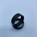 Black plated Tungsten with offset accent line,  outside ring shell for inlay inside ring cores