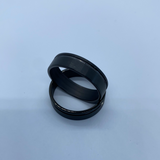 Black plated Tungsten with offset accent line,  outside ring shell for inlay inside ring cores